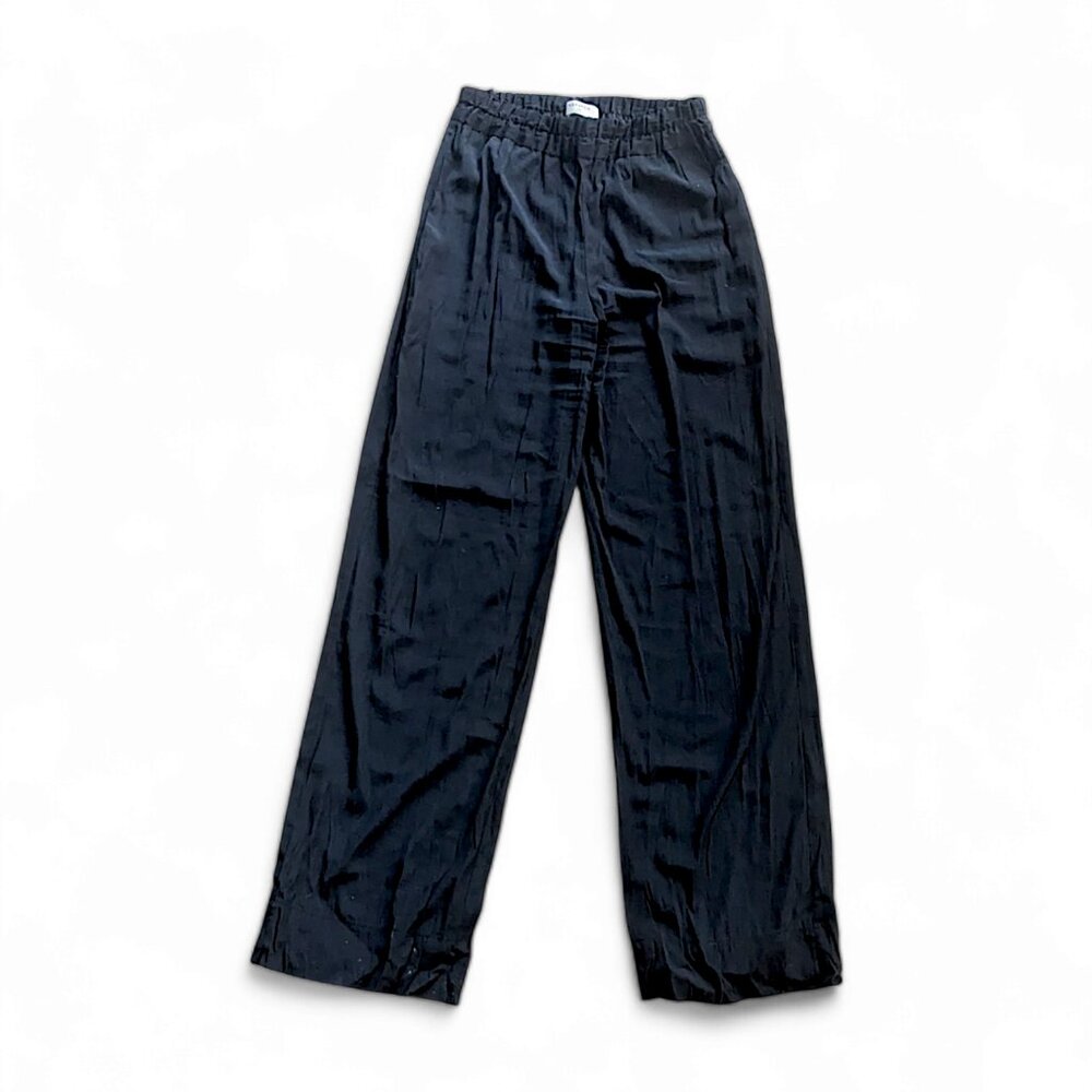 XXS Babaton Ankle Pants Wide Leg Pull On Flat Front Casual Black